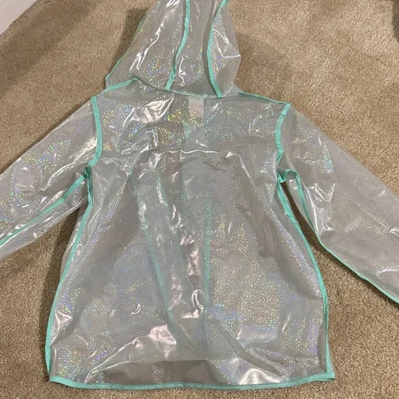 Cat & Jack Iridescent Raincoat with Mint Trim - Picture 2 of 3